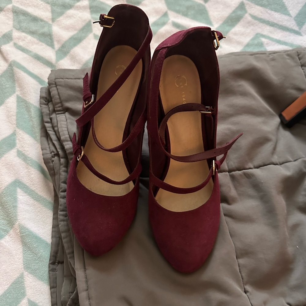 Purple Block Mary Jane Heels